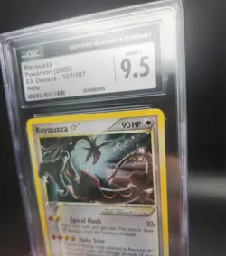 CGC 9.5 2007 POKEMON EX DEOXYS #107 GOLD STAR RAYQUAZA HOLO RARE MINT 💫SWIRL💫 - Image 4