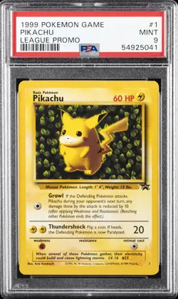 1999 POKEMON LEAGUE PROMO #1 PIKACHU PSA 9 - Image 1