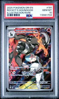 Pokemon Destined Rivals # 191 Team Rocket’s Houndoom PSA 10 Card Trusted Seller! - Image 1