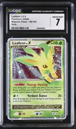 CGC 7 Leafeon LV.X 99/100 Holo Majestic Dawn Pokemon Card - Image 1
