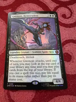 Gwenom Remorseless Magic Marvel's Spider-Man Foil Card MTG NM Condition Promo - Image 1