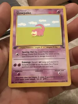 Slowpoke 55/62 1st Edition Fossil WOTC Pokemon Card LP + Vintage 1999 - Image 1