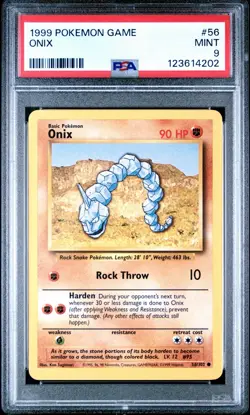 1999 Pokemon Game # 56 Onix PSA 9 Card MINT! Trusted Seller! Free Ship! Base Set - Image 1