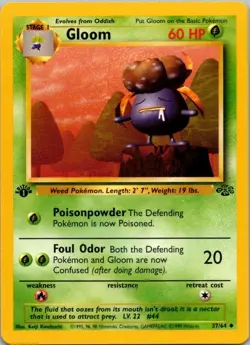 Gloom 37/64 Uncommon Jungle Pokemon 1st Edition Moderately Played - Image 2