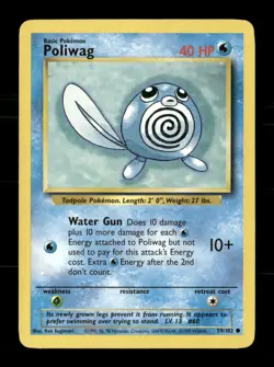 Poliwag 59/102 Base Set Unlimited MP Pokemon - Image 1
