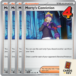 4x Pokemon Morty's Conviction 155/162 Playset - TEF {SV05} Pokemon TCG NM/M - Image 1
