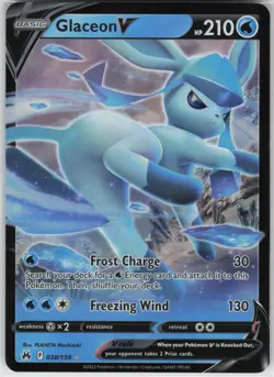 Pokemon Glaceon V SWSH: Crown Zenith Ultra Rare Holo 038/159 NM - Image 1