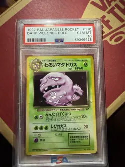 Nintendo Pokemon TCG Japanese Team Rocket Dark Weezing Holo Rare 110 PSA 10 - Image 1