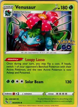 Venusaur Holo Holo Rare Pokemon GO 003/078 MP - Image 1