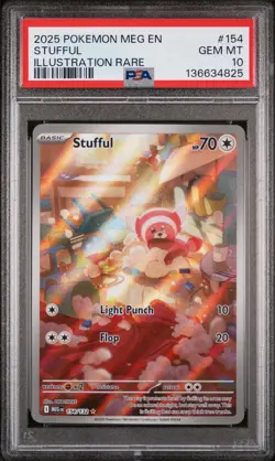 2025 Pokemon EN-Mega Evolution Stufful Full Art Illustration Rare PSA 10 #154 - Image 1