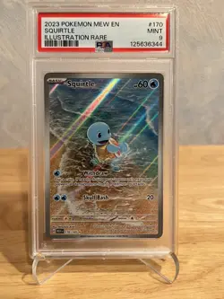 PSA 9 MINT 2023 Pokemon TCG Squirtle #170/165 Illustration Rare 151 Holo Card - Image 1