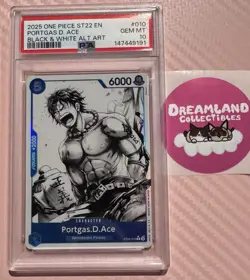2025 One Piece ST22 EN Portgas D. Ace Black and White Alternate Art PSA 10 - Image 1