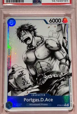 2025 One Piece ST22 EN Portgas D. Ace Black and White Alternate Art PSA 10 - Image 3