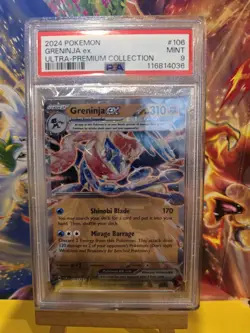 Greninja EX UPC #106 2024 Pokemon Twilight Masquerade Promo (Metal Card) PSA 9 - Image 1