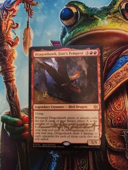 MTG Dragonhawk, Fate's Tempest Prerelease Promo Foil - Signed By Artist - LP - Image 1
