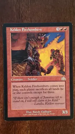 Keldon Firebombers Prophecy EX/LP #94 MTG Magic the Gathering Creature Rare Red - Image 1