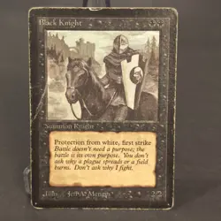 MTG Alpha "Black Knight" Magic The Gathering HP Damaged With Crease - Image 1