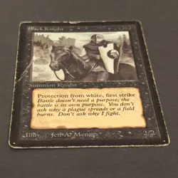 MTG Alpha "Black Knight" Magic The Gathering HP Damaged With Crease - Image 5