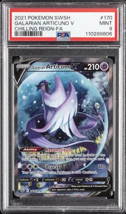 2021 POKEMON SWORD & SHIELD CHILLING REIGN FULL ART/GALARIAN ARTICUNO V PSA 9 - Image 1
