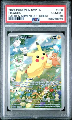 2024 POKEMON SVP EN-SV BLACK STAR PROMO PALDEA ADVENTURE CHEST PIKACHU PSA 10 - Image 1