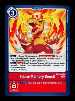 Flame Memory Boost! BT7-092 Red Digimon Card CCG Trading Card - Image 1