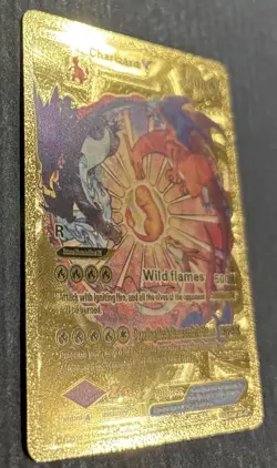 Pokemon Charizard V Evolution 508HP Gold Foil Fan Art Card Smooth - Image 2