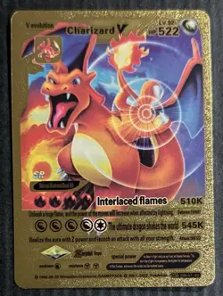 Pokemon Interlaced Flames Charizard V Gold Foil Card LV. 92 HP 522 Fan Art NM - Image 1