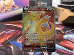 Pokemon TCG Dragonite v Evolving Skies Holo Ultra Rare Full Art Card 191/203 - Image 1