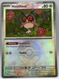 Hoothoot Pokeball 77/131 Sv: Prismatic Evolutions Holo Pokemon Card NM - Image 1
