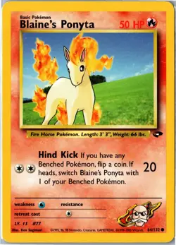 Pokemon Card - Blaine's Ponyta 64/132 Gym Challenge Common Lightly Played - Image 1