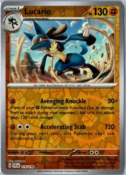 Pokemon Card - Lucario Scarlet & Violet 114/198 Uncommon Reverse Holo Near Mint - Image 1