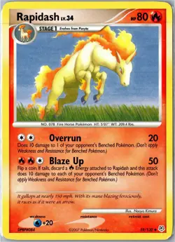Pokemon Card - Rapidash 59/130 Diamond & Pearl Uncommon Lightly Played - Image 1