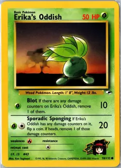 Pokemon Card - Erika's Oddish 78/132 Gym Heroes Common Lightly Played - Image 1