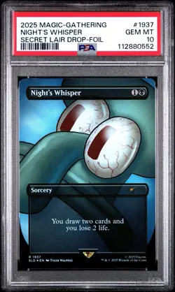 2025 MTG SECRET LAIR X SPONGEBOB - NIGHT'S WHISPER FOIL PSA 10 GEM MINT - Image 1