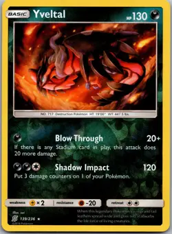 Yveltal 139/236 Holo Rare Unified Minds Pokemon Reverse Holo Near Mint - Image 1