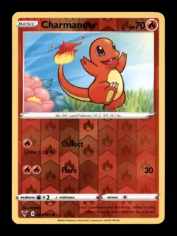 CHARMANDER 023/185 C VIVID VOLTAGE POKEMON REVERSE HOLO LP - Image 1
