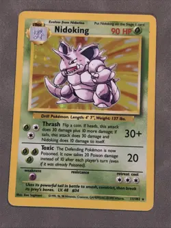 Pokemon Card - Nidoking Base Set Unlimited 11/102 Holo Holo Rare LP/NM - Image 1