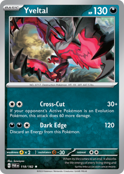 Yveltal 118/182 Rare Paradox Rift Pokemon Holo Near Mint - Image 1