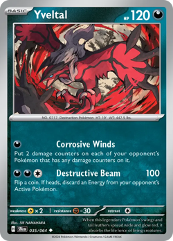 Yveltal 035/064 Uncommon Shrouded Fable Pokemon Reverse Holo Near Mint - Image 1