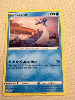 Pokemon TCG Lapras Sword & Shield 048/202 Regular Rare LP. - Image 1