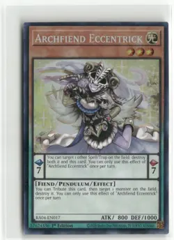 Yugioh Archfiend Eccentrick RA04-EN017 Prismatic Collector's Rare NM 1st Edition - Image 1