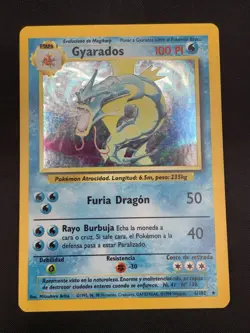 Vintage Pokemon Card Wotc Gyarados Base Set Holo Rare 6/102 MP - Spanish - Image 1