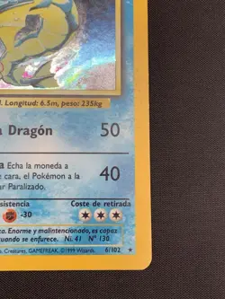 Vintage Pokemon Card Wotc Gyarados Base Set Holo Rare 6/102 MP - Spanish - Image 5