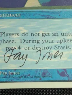 MTG 4th Edition Signed Stasis Auto by Fay Jones 1995 Magic The Gathering - Image 3