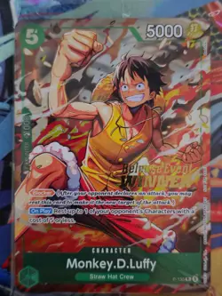Monkey.D.Luffy P-135 Winner Stamp OP16 Pre-Release Event Promo Card - Image 1