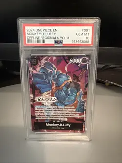2024 One Piece EN Monkey D. Luffy #091 Offline Regionals VOL. 3 PSA 10 - Image 1