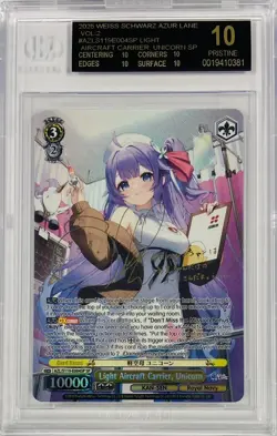 Weiss Schwarz Azur Lane Vol 2 Unicorn SP Foil Signed BGS 10 Black Label English - Image 1