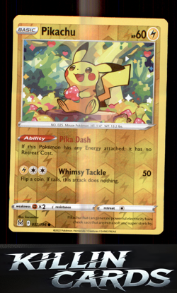 Reverse Holofoil Pikachu 052/196 Pokemon Common SWSH11: Lost Origin Card NM - Image 1