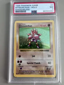 PSA 7 NM Hitmonchan 1999 Base Set 71/102 Shadowless Holo Graded Pokemon Card - Image 1