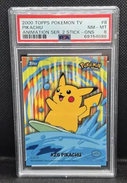 PSA 8, NM-MT. 2000 TOPPS POKEMON TV #8 PIKACHU ANIMATION SERIES 2. - Image 1